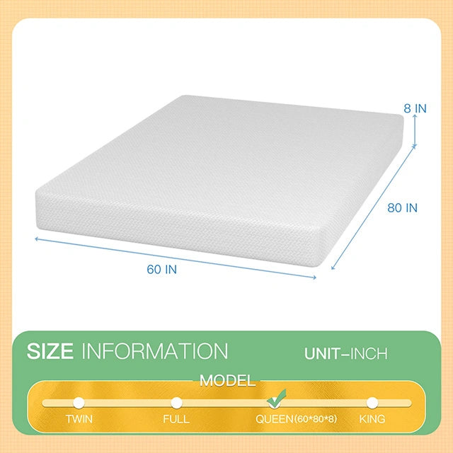 Forsythia 8" Queen Green Tea Gel Memory Foam