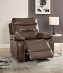 Aashi Brown Leather-Gel Match Recliner (Power Motion) - Ace Furniture and Decor