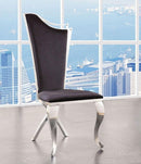 ACME Cyrene Faux Fabric Side Chair (Set of 2) in Stainless Steel 62079 - Ace Furniture and Decor
