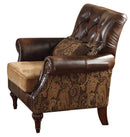 Acme Dreena Traditional Bonded Leather and Chenille Chair 05497 - Ace Furniture and Decor