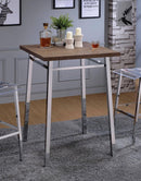 Acme Furniture Nadie Square Bar Table in Chrome and Oak 72595 - Ace Furniture and Decor