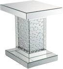 Acme Furniture Nysa End Table in Mirrored & Faux Crystals 80284 - Ace Furniture and Decor