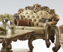 Acme Vendome Loveseat w/ 3 Pillows in Gold Patina 53001 - Ace Furniture and Decor