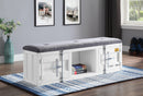 Cargo Gray Fabric & White Bench (Storage) - Ace Furniture and Decor
