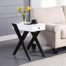 Fierce White & Black Side Table (USB Charging Dock) - Ace Furniture and Decor