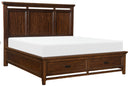 Frazier Queen Upholstered Storage Platform Bed in Dark Cherry 1649-1* - Ace Furniture and Decor