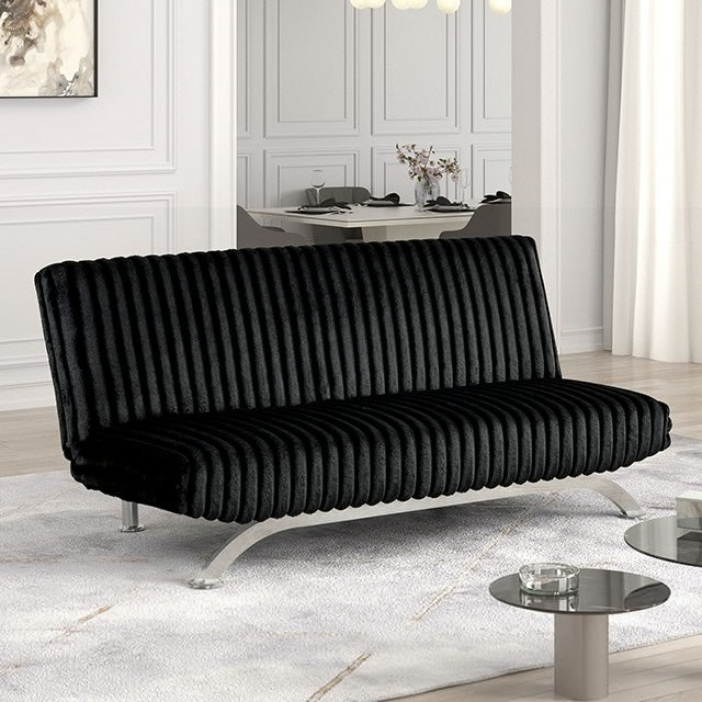 Villeneuve Futon Sofa Bed Black, Pink, & Grey